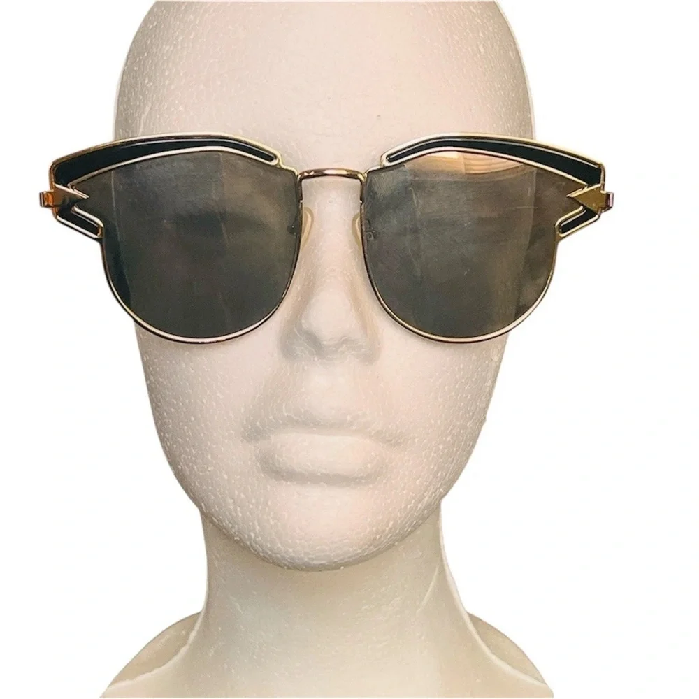 Karen Walker Superstars Felipe Sunglasses Blk/Gold Tone Mirrored Cat Eye - Picture 5 of 9